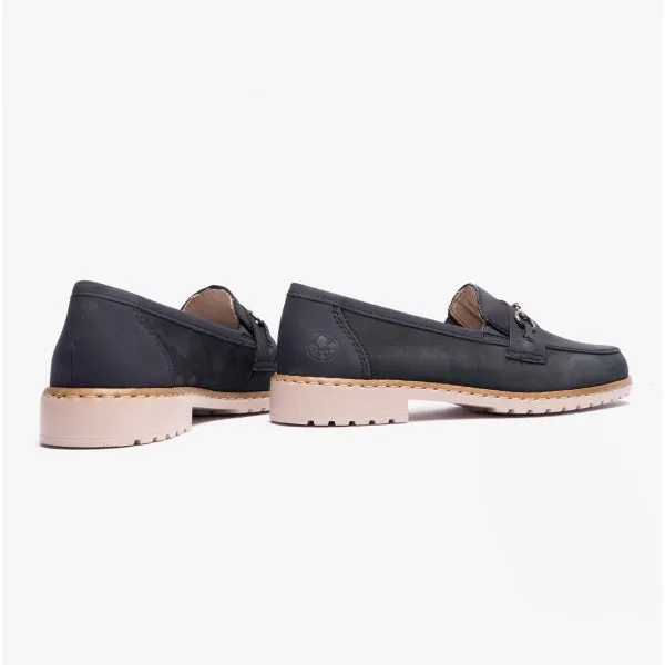 51860-14 Ladies Suede Loafers Blue