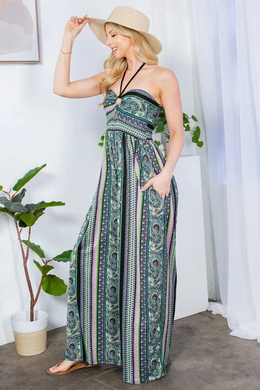 Alexandra Halter Neck Wide Leg Jumpsuit