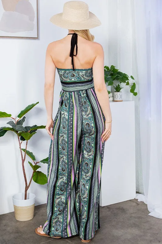 Alexandra Halter Neck Wide Leg Jumpsuit