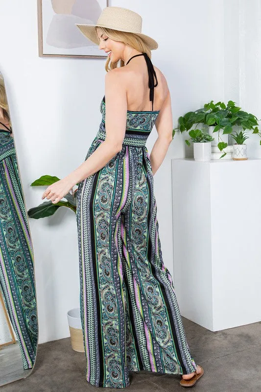 Alexandra Halter Neck Wide Leg Jumpsuit