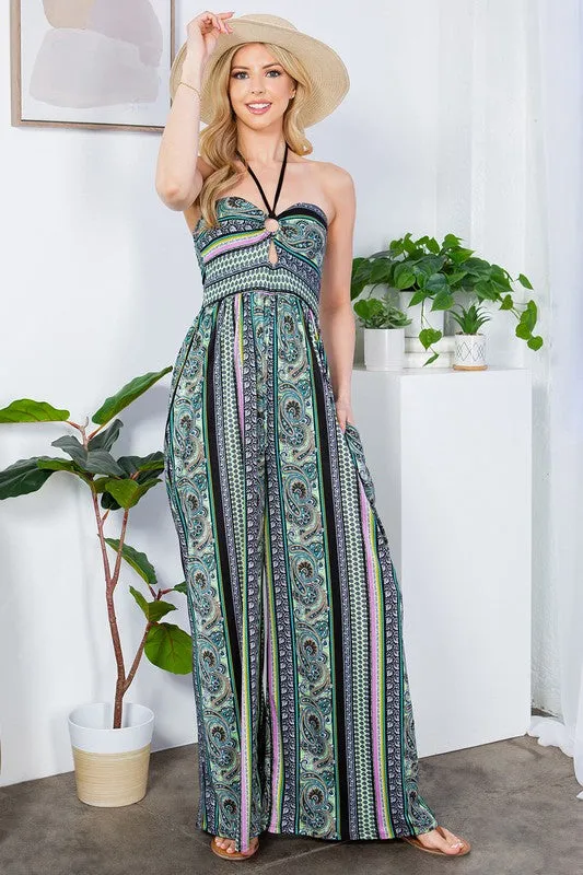 Alexandra Halter Neck Wide Leg Jumpsuit