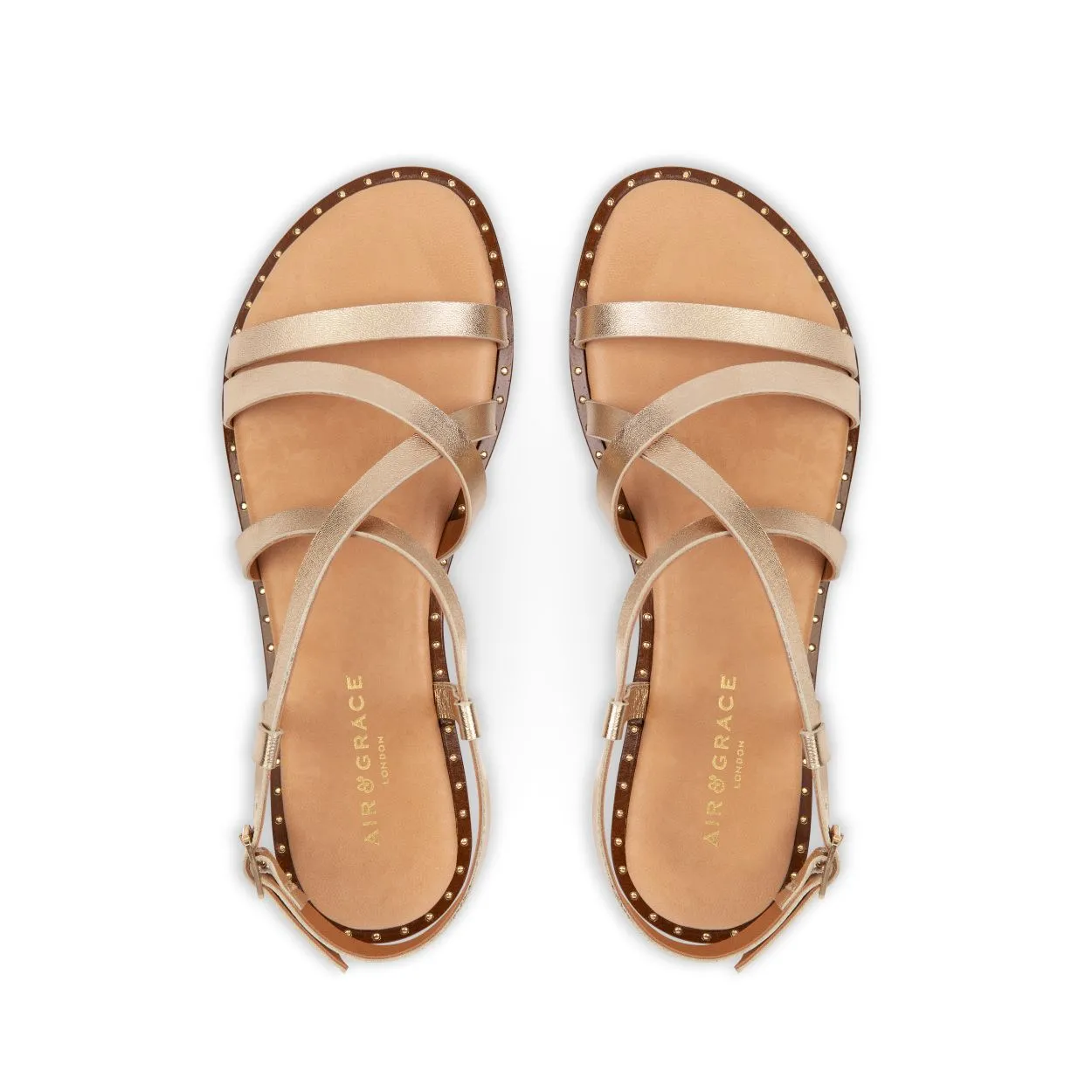 Athena: Gold Leather Strappy Sandals