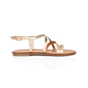 Athena: Gold Leather Strappy Sandals