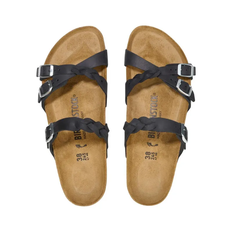 BIRKENSTOCK Franca Braided Oiled Leather Narrow - Black