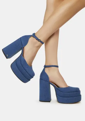 Charlie Denim Platform Heels