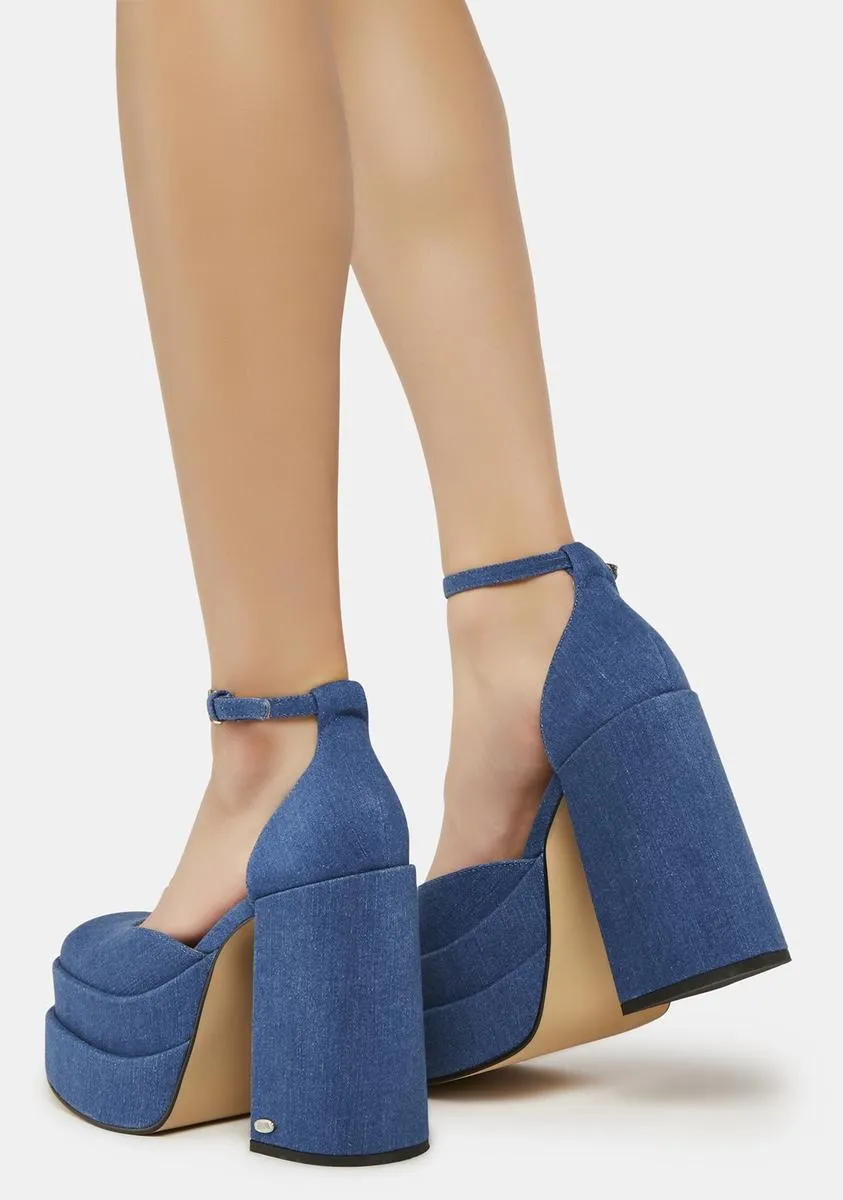 Charlie Denim Platform Heels