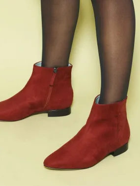 Chiara Vegan Suede Flat Ankle Boots | Rust