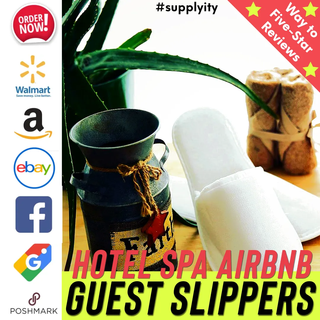 Chochili 20 Pairs Fabric Packed Non-Woven Disposable Hotel Slippers for Airbnb Spa Wedding Guests Adult Men Women Size 10-11, White