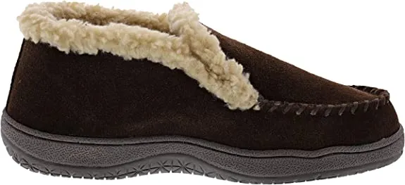 Clarks Brown Suede Moccasin Faux Fur Lining Indoor Outdoor Bootie Slippers