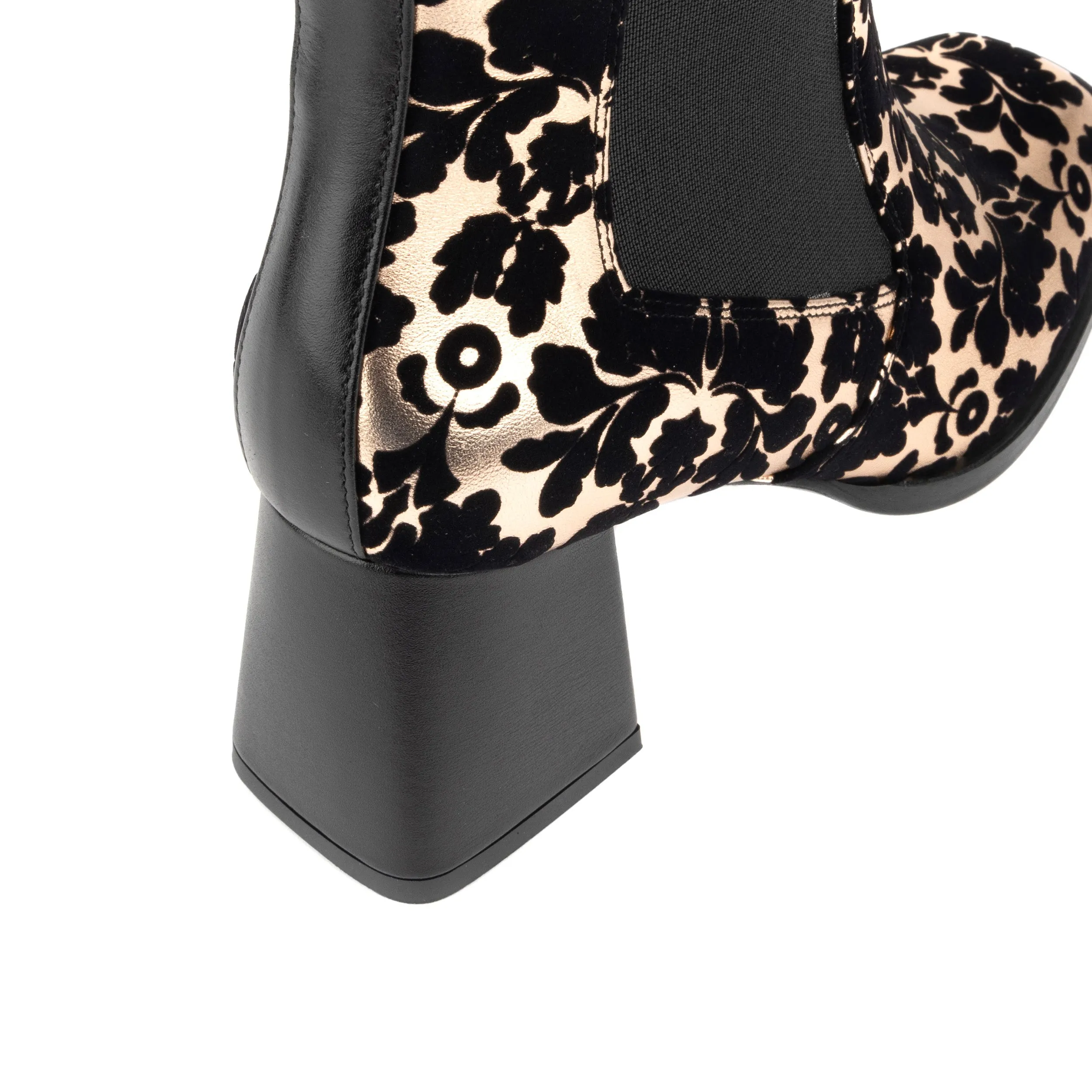 Claudia Mini - Rose Gold - Women's square toe block heel leather chelsea ankle boot