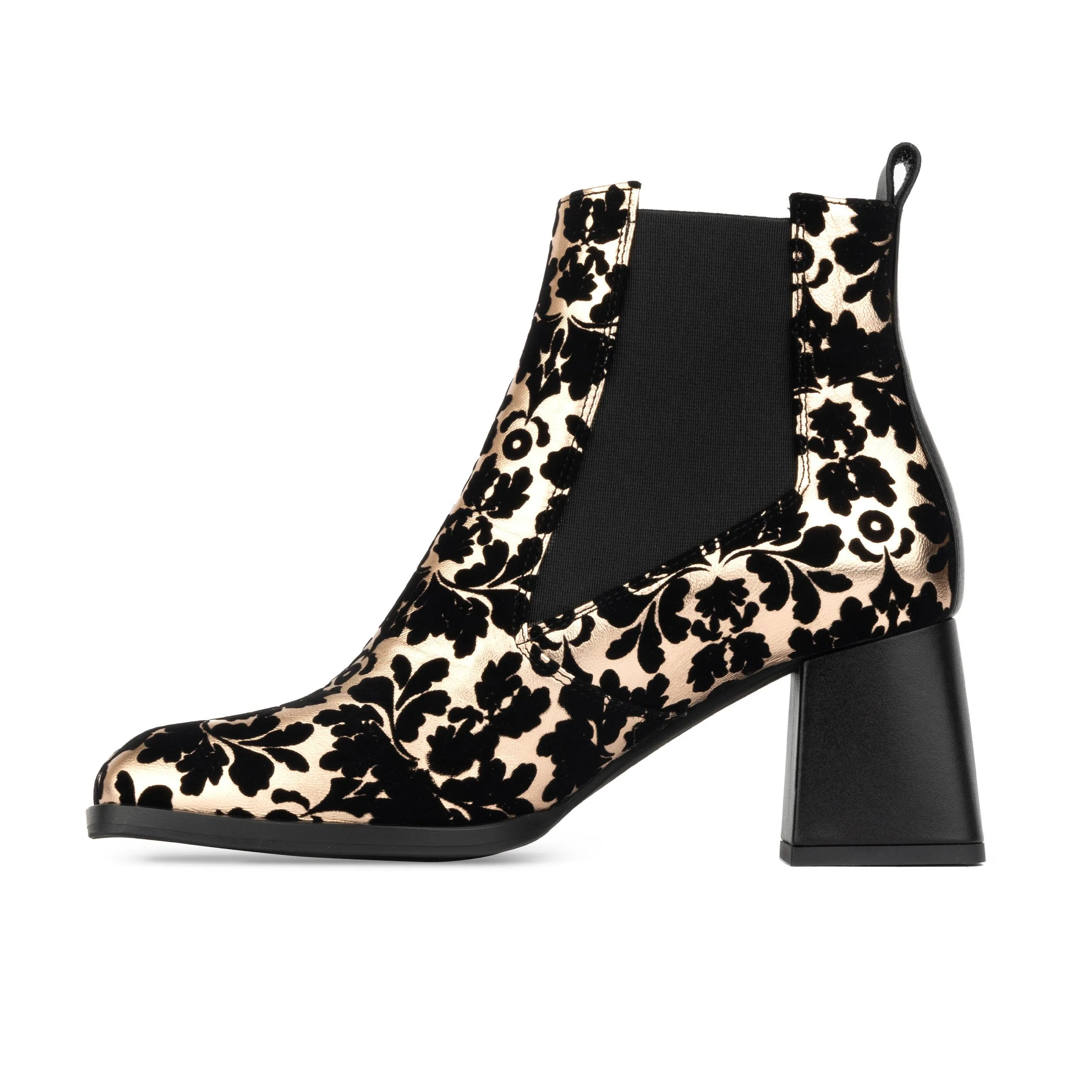 Claudia Mini - Rose Gold - Women's square toe block heel leather chelsea ankle boot