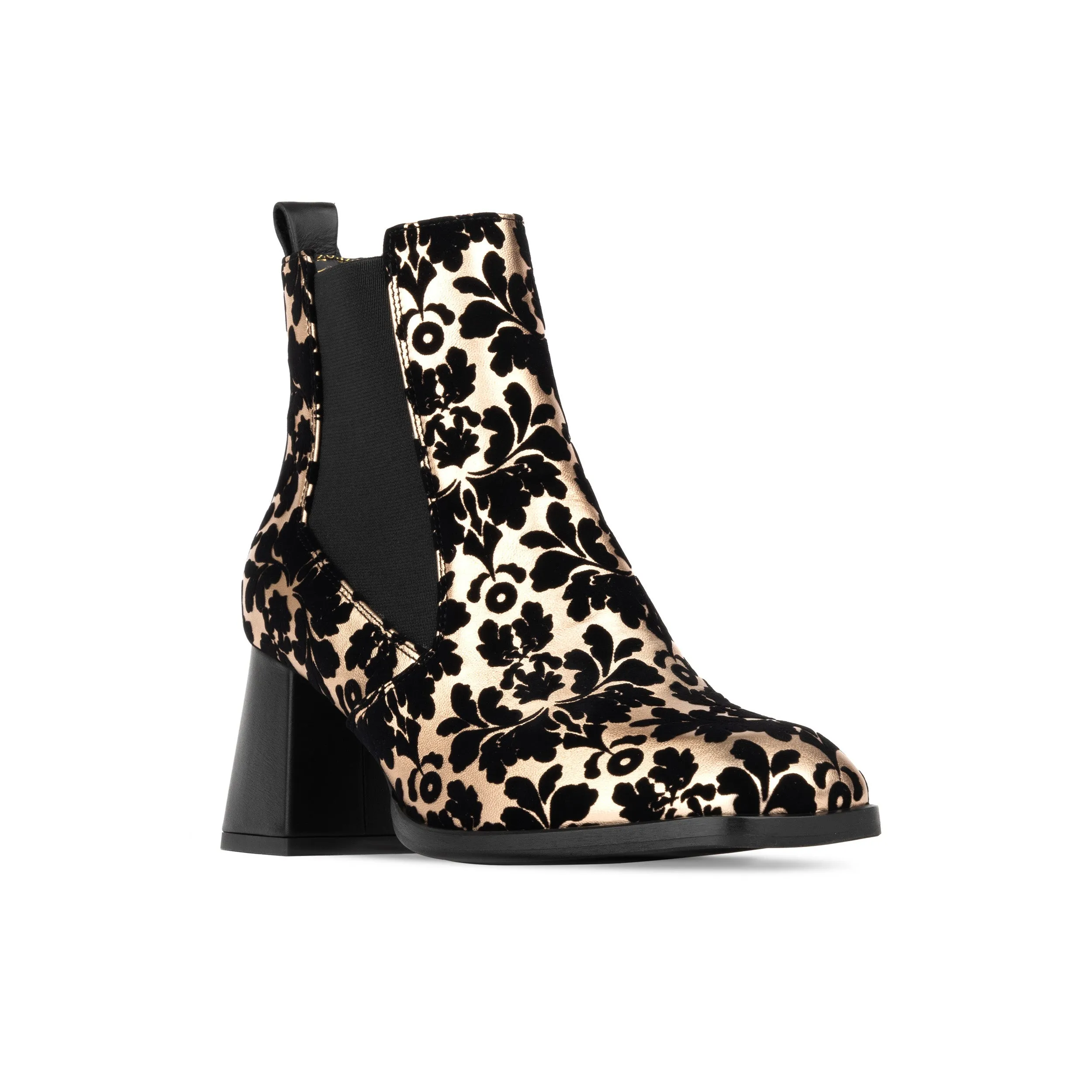 Claudia Mini - Rose Gold - Women's square toe block heel leather chelsea ankle boot