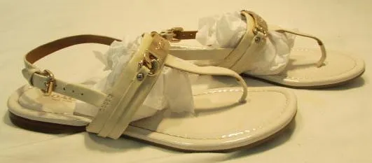 Coach Caterine Leather White T-Strap Sandals
