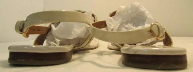 Coach Caterine Leather White T-Strap Sandals