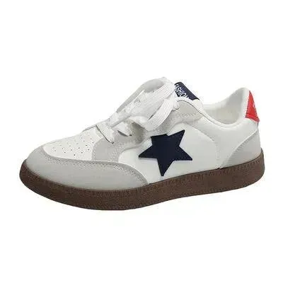 Contrast Star Lace-Up Athletic Sneakers