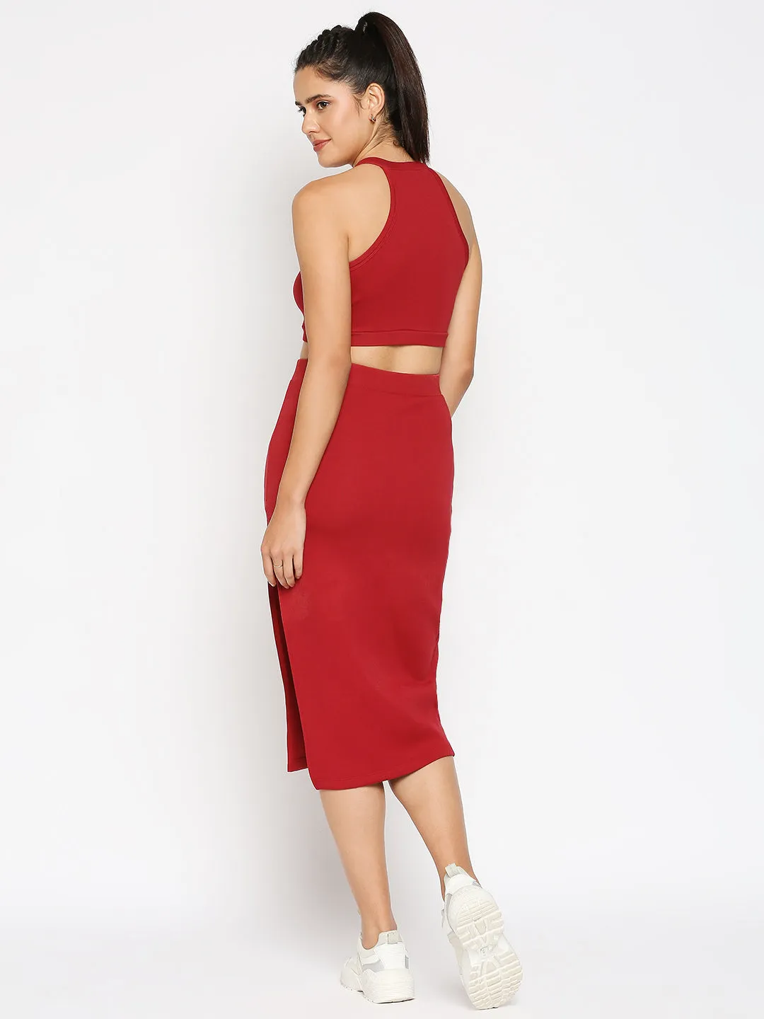 Disrupt Women's Maroon Skirt Co-ord Set