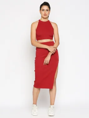 Disrupt Women's Maroon Skirt Co-ord Set