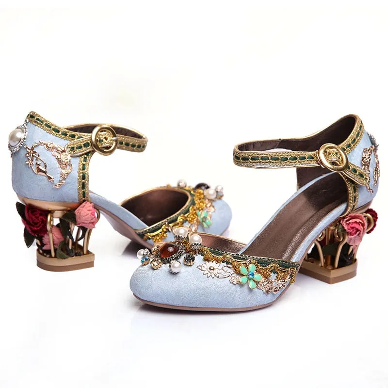 Floral Gem Studded Heels