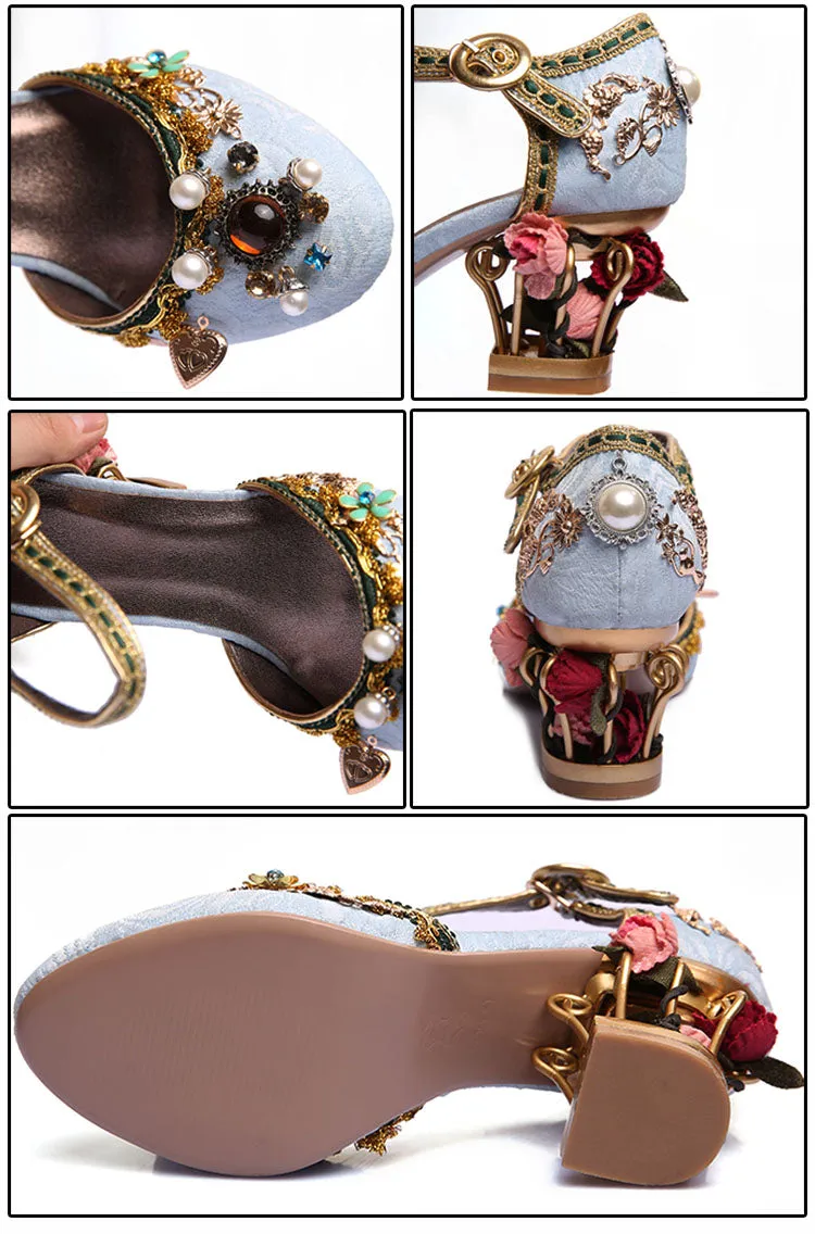 Floral Gem Studded Heels