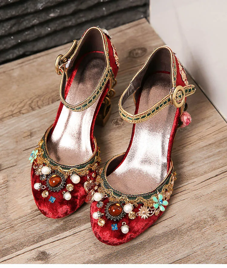 Floral Gem Studded Heels