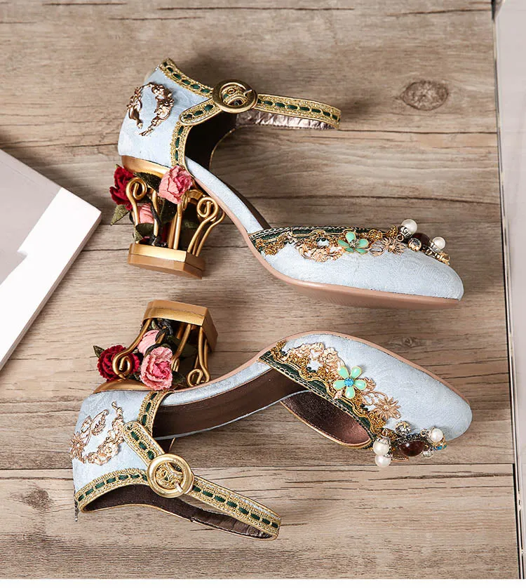 Floral Gem Studded Heels