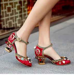 Floral Gem Studded Heels