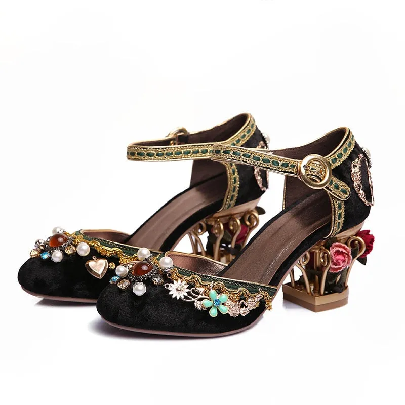 Floral Gem Studded Heels
