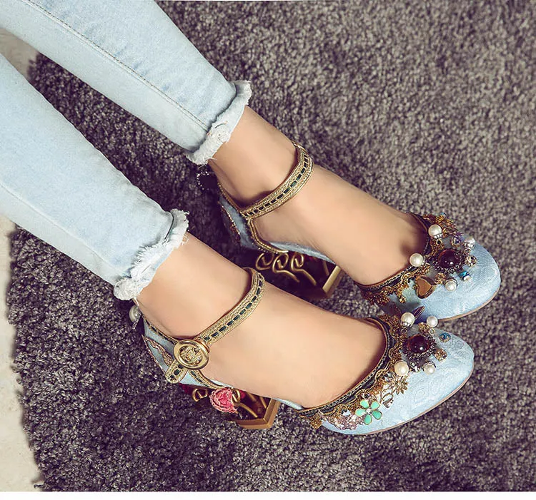 Floral Gem Studded Heels
