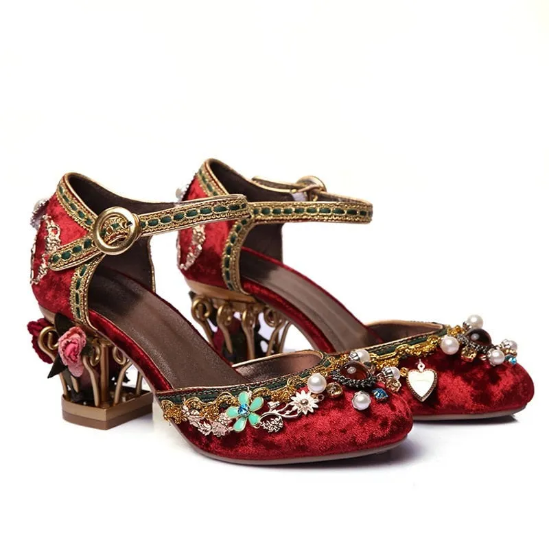 Floral Gem Studded Heels