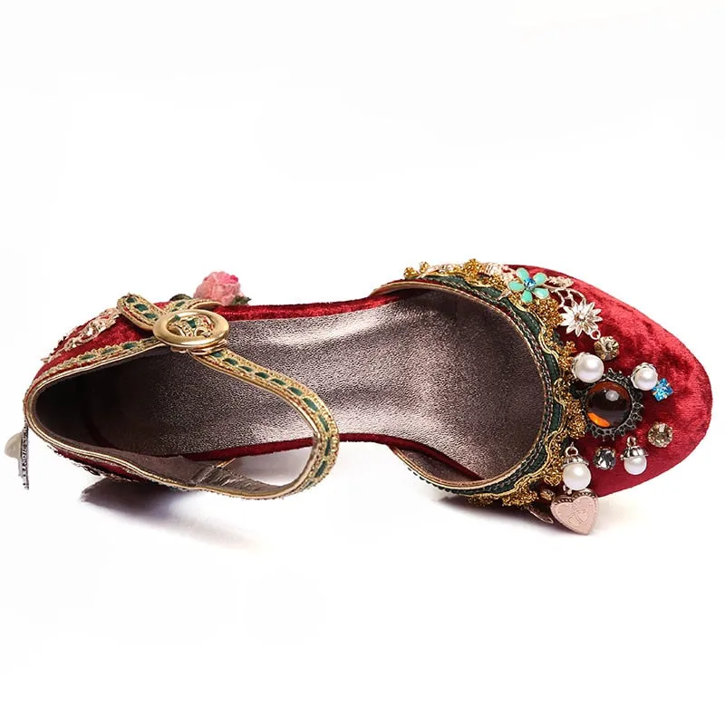 Floral Gem Studded Heels