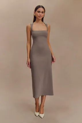 Frida Crepe Midi Dress - Smoke
