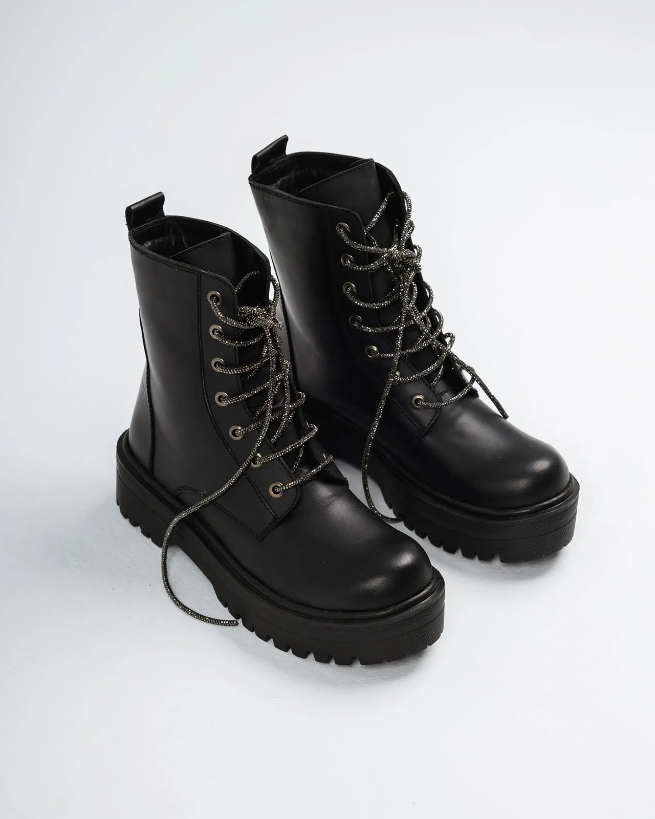 Iggy 100% Leather & Diamante Laces Boot