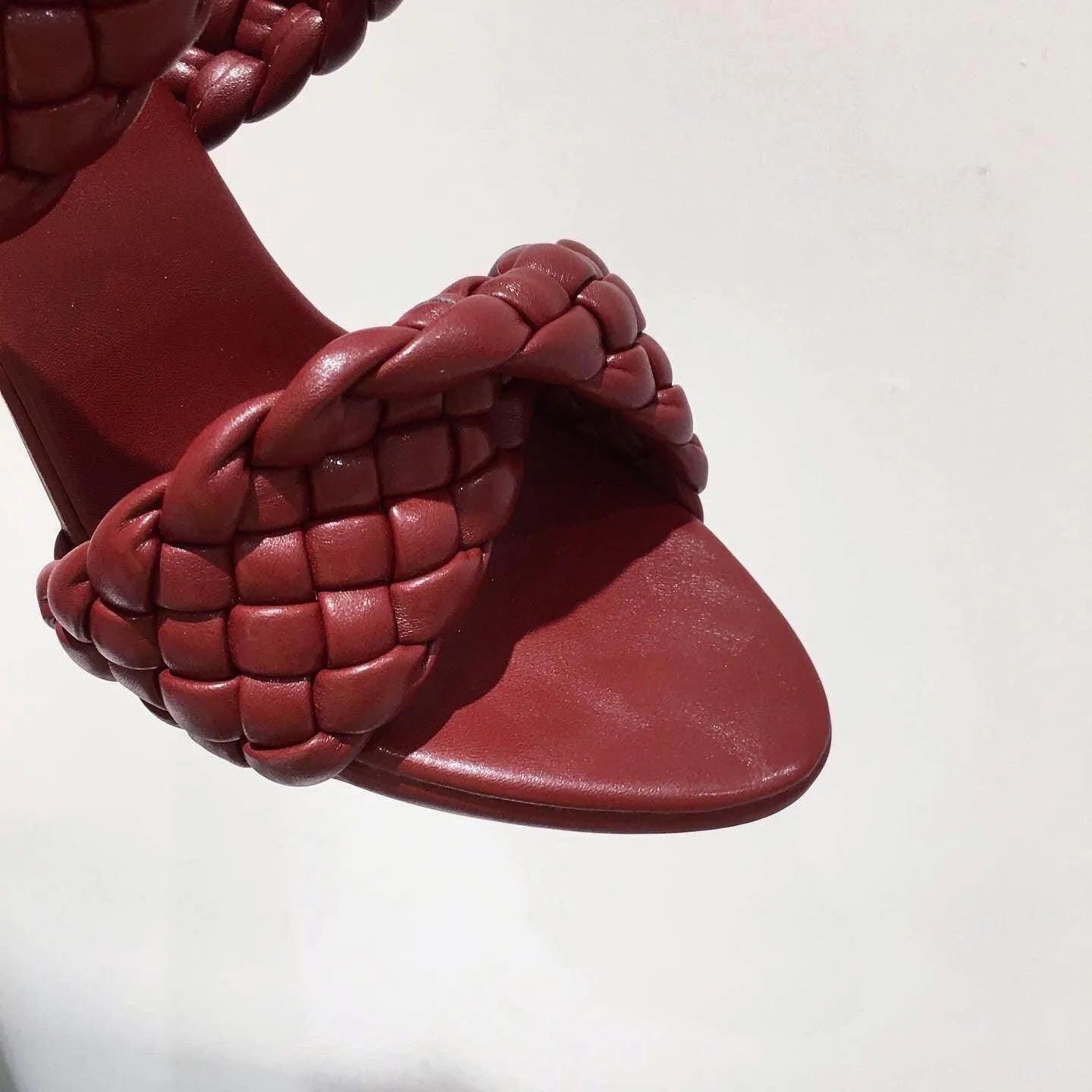 Leather Braided High Heel Runway Sandals