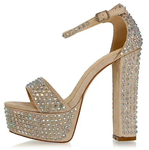 Marc Defang CAROLINE CUBAS Platform Pageant Heel Prom Shoe Wide AB Crystal