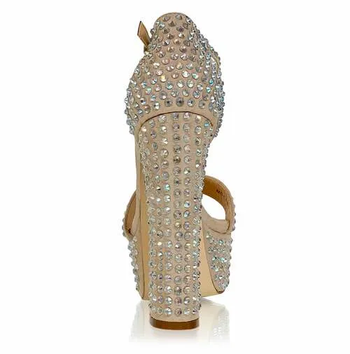 Marc Defang CAROLINE CUBAS Platform Pageant Heel Prom Shoe Wide AB Crystal