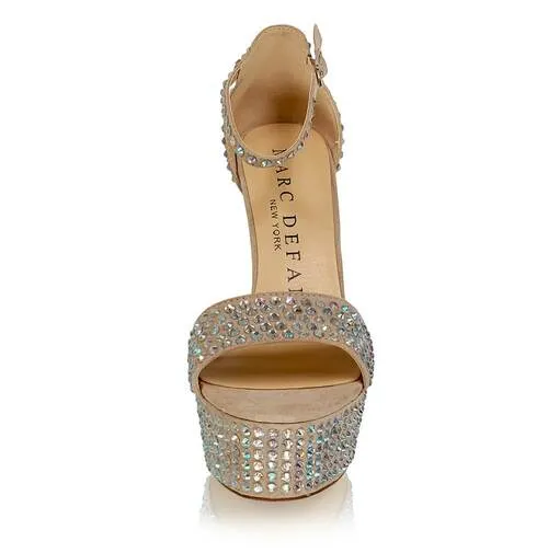 Marc Defang CAROLINE CUBAS Platform Pageant Heel Prom Shoe Wide AB Crystal