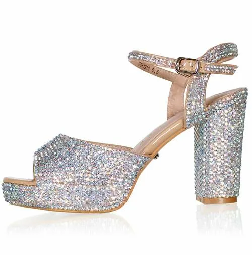 Marc Defang GIAVANNA AB CRYSTALS Platform Pageant Heels Prom Shoes Block