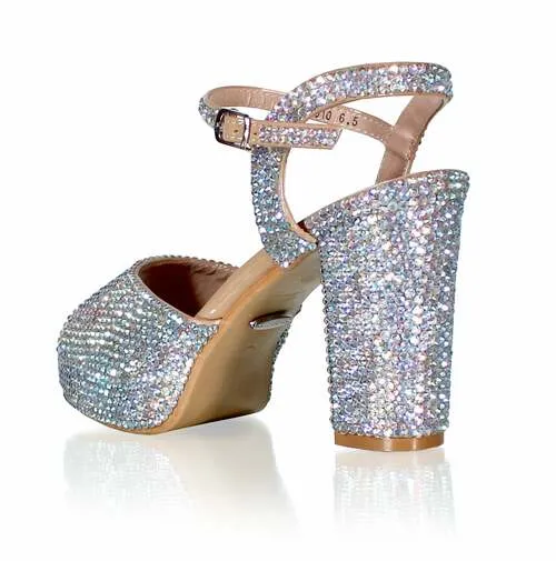 Marc Defang GIAVANNA AB CRYSTALS Platform Pageant Heels Prom Shoes Block