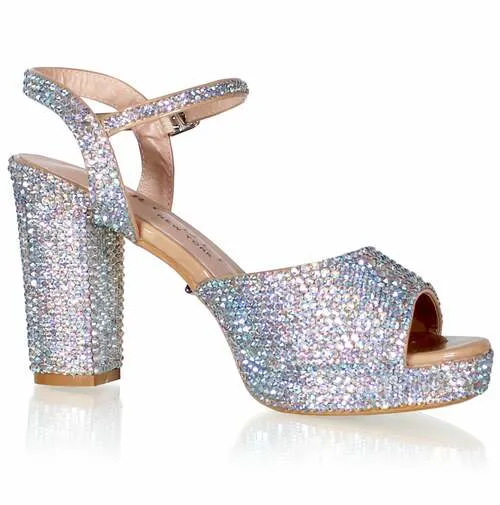 Marc Defang GIAVANNA AB CRYSTALS Platform Pageant Heels Prom Shoes Block