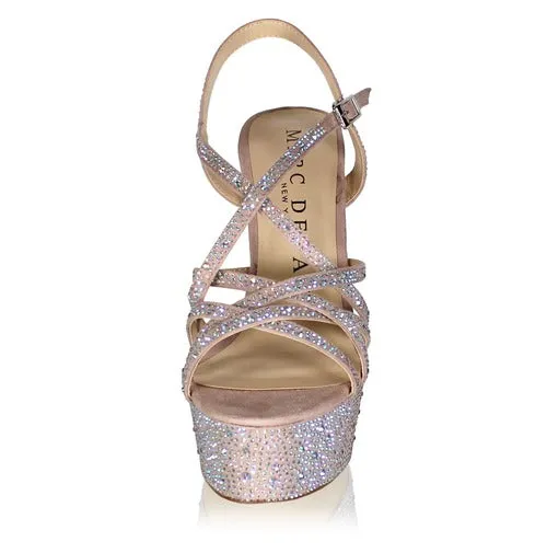 Marc Defang Marc Top AB Crystal Strap Platform Heels Pumps 6" Shoe Pageant
