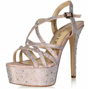 Marc Defang Marc Top AB Crystal Strap Platform Heels Pumps 6" Shoe Pageant