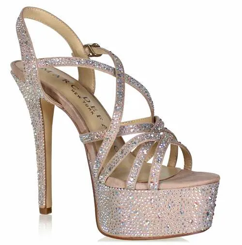 Marc Defang Marc Top AB Crystal Strap Platform Heels Pumps 6" Shoe Pageant
