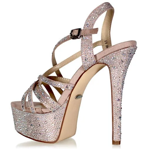 Marc Defang Marc Top AB Crystal Strap Platform Heels Pumps 6" Shoe Pageant