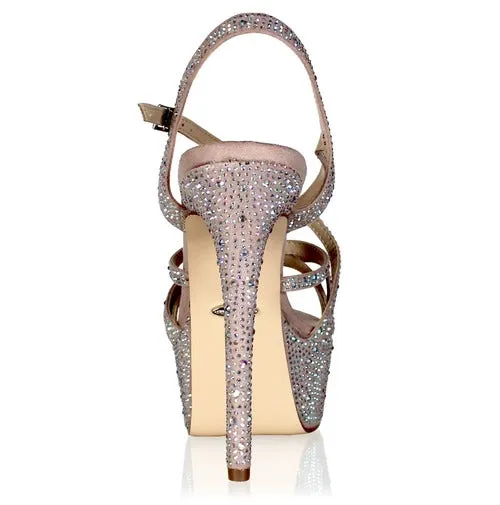Marc Defang Marc Top AB Crystal Strap Platform Heels Pumps 6" Shoe Pageant