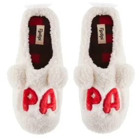 Mens "Papa" Fuzzy Faux Sherpa Clog Slipper w/ Buffalo plaid lining