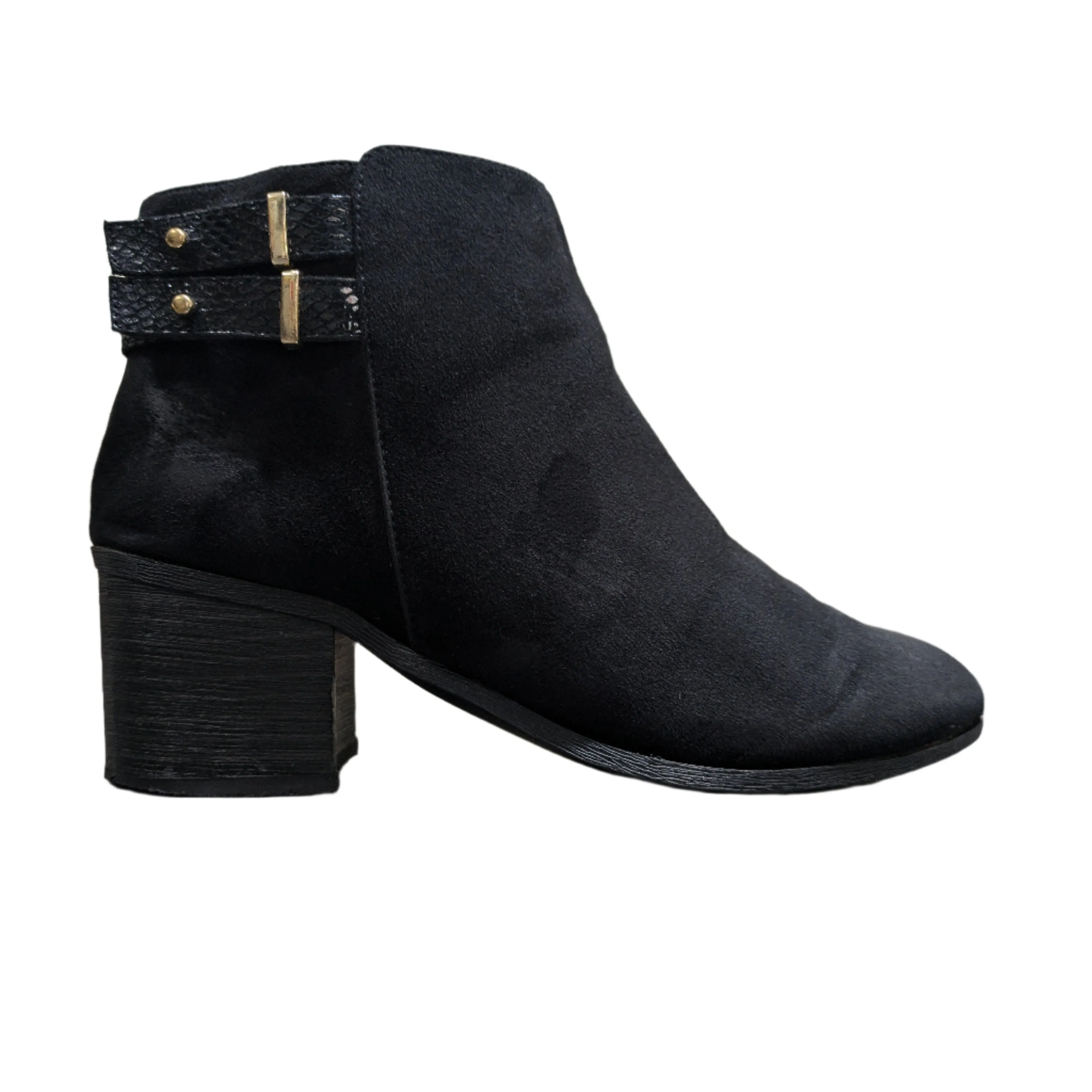 New Look Wide Fit Black Comfort Buckle Strap Ankle Boots Size UK 7 / EU 39 / US 9