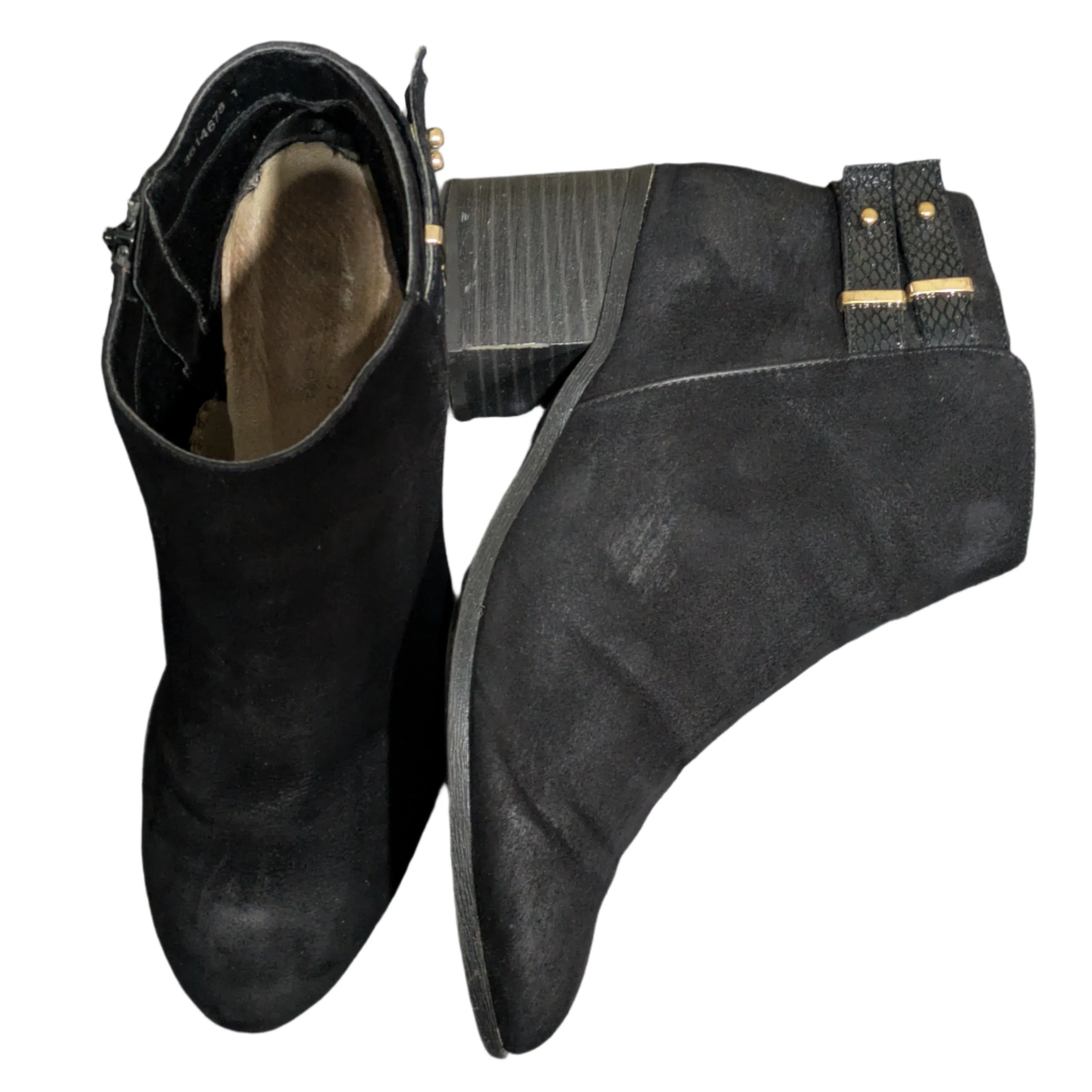 New Look Wide Fit Black Comfort Buckle Strap Ankle Boots Size UK 7 / EU 39 / US 9