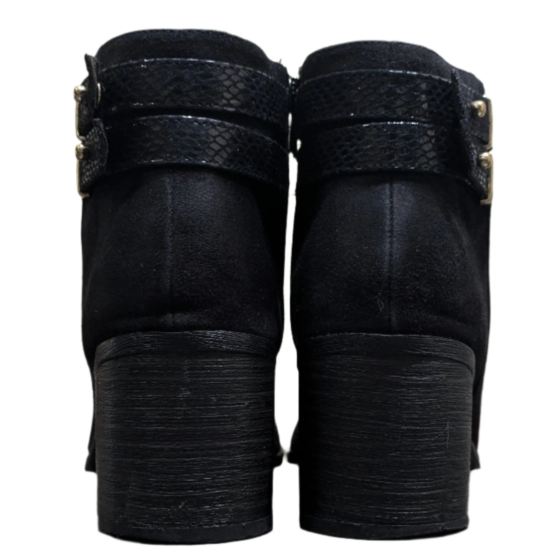 New Look Wide Fit Black Comfort Buckle Strap Ankle Boots Size UK 7 / EU 39 / US 9