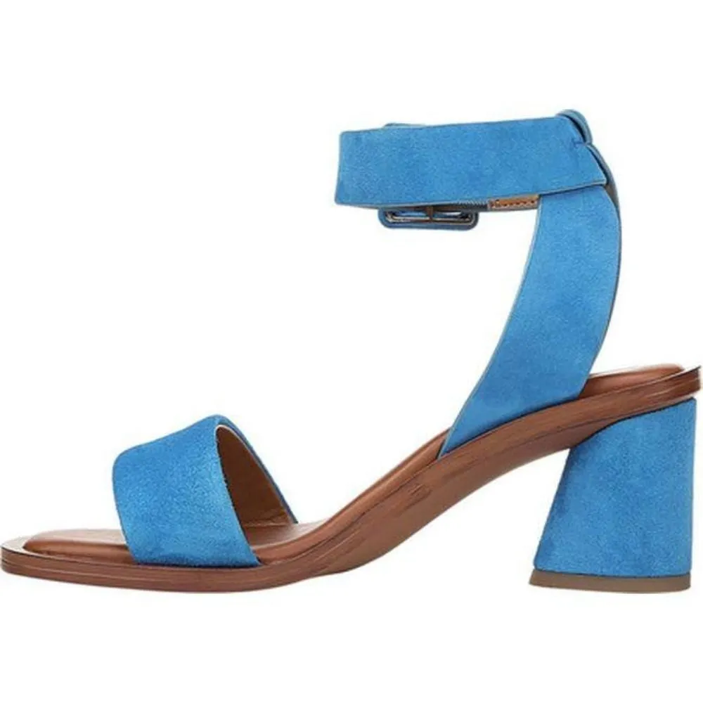 Risa Blue Suede Franco Sarto Ankle Strap Sandal