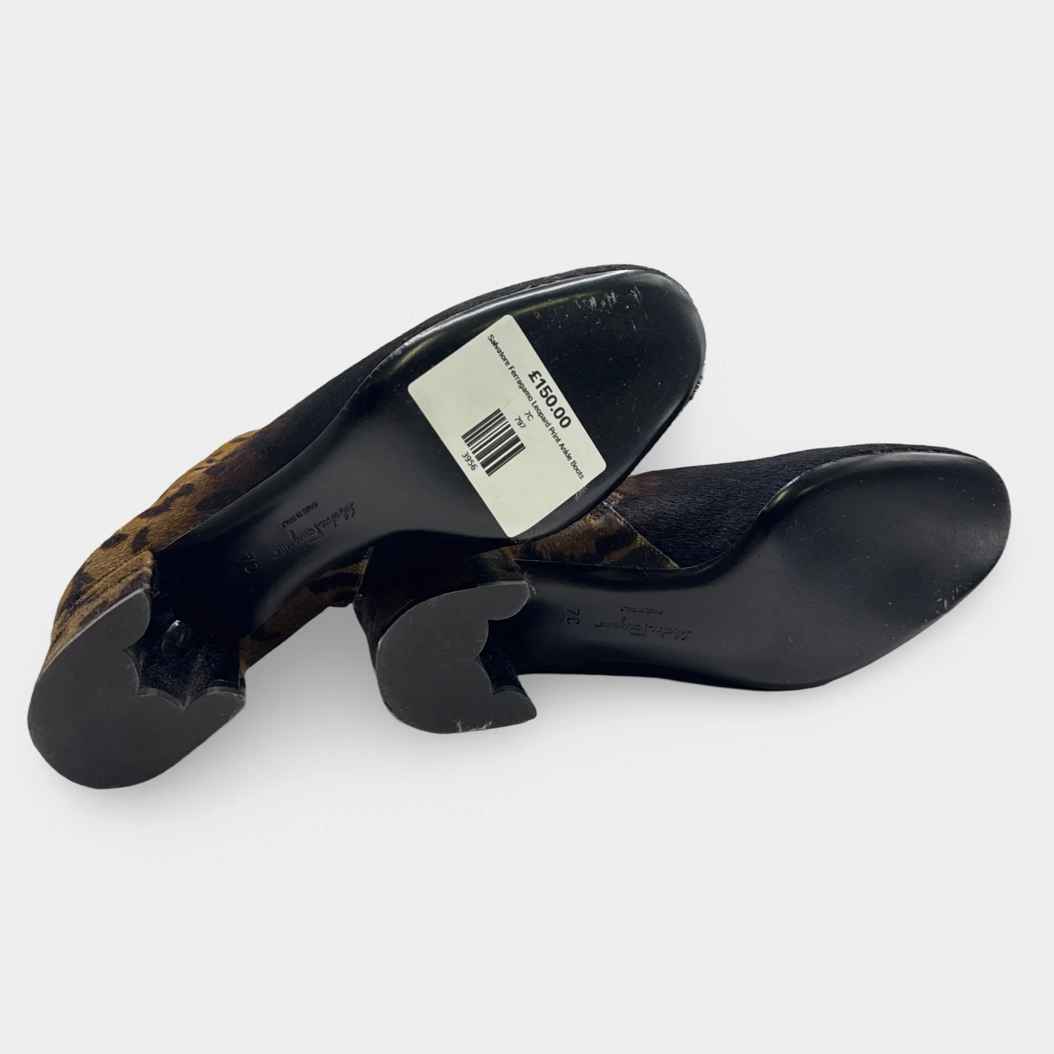 Salvatore Ferragamo Leopard Print Ankle Boots